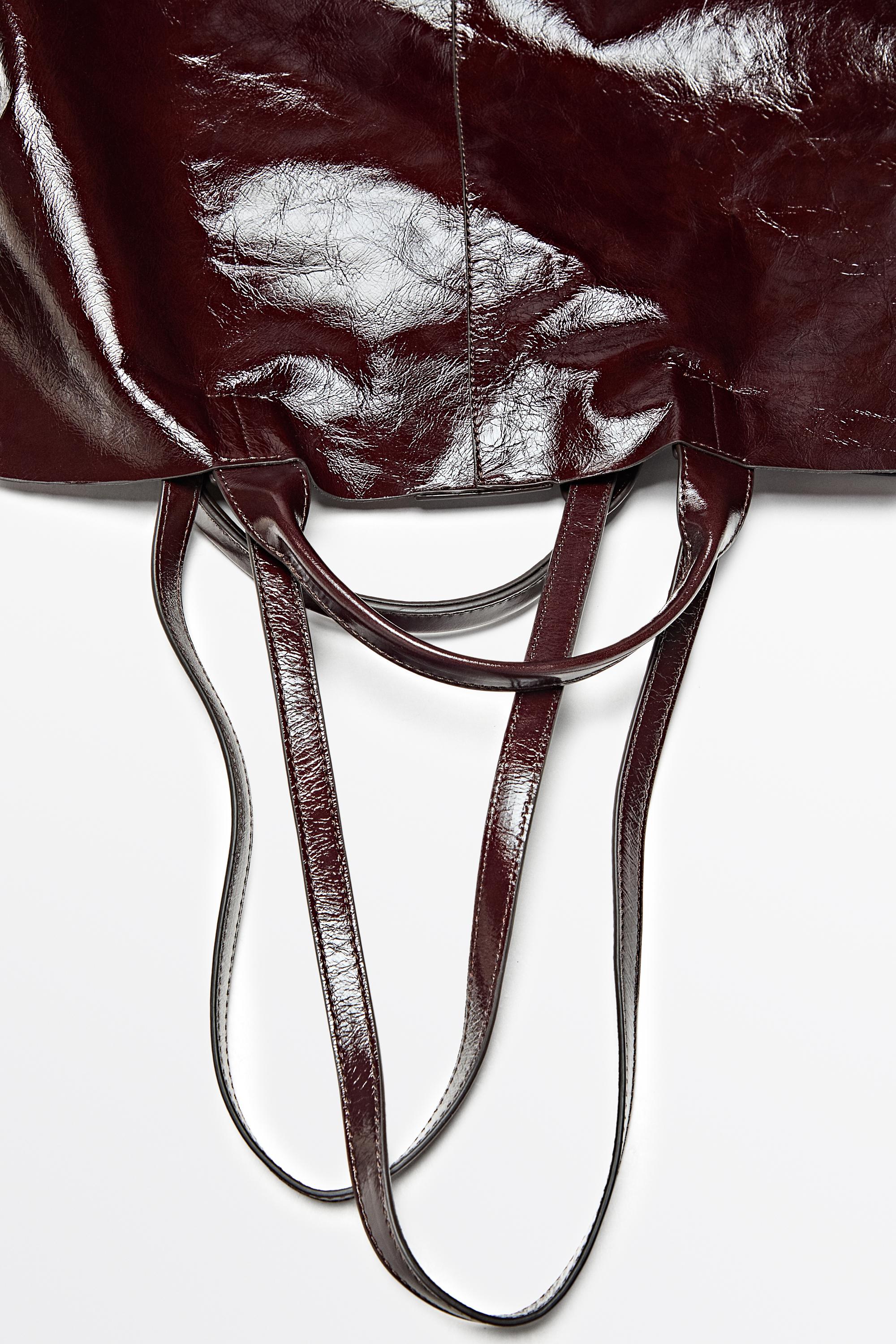 Maxi tote bag en cuir nappa craquelé